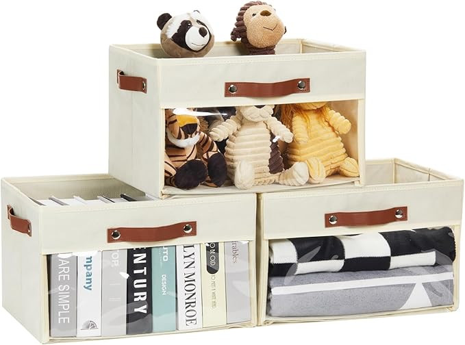 HNZIGE Fabric Large Closet Storage Bins for Organizing with Clear Window, Collapsible Rectangle S... | Amazon (US)