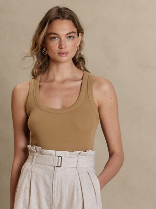 Ribbed Scoop-Neck Tank | Banana Republic Factory