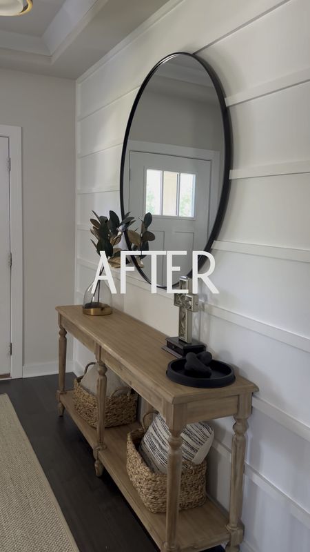 Remembering one of the first projects in our new build. Our entryway has changed but the accent wall remains timeless. We’ve since opted to showcase the wall’s clean lines with a large round mirror that’s minimal and modern.

Have you updated your home style to accent your home’s beautiful features? 

Would you believe this mirror is under $200 right now for Way Day?!

#LTKhome #LTKsalealert