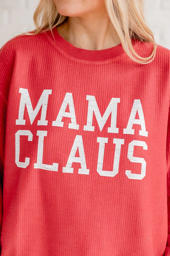 Mama Claus Red Corded Graphic Sweatshirt | Pink Lily