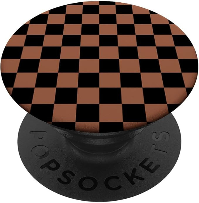 Brown And Black Checker Checkers Checkered Prüfer PopSockets PopGrip: Swappable Grip for Phones ... | Amazon (US)