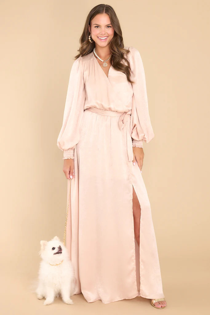 Settle The Score Champagne Maxi Dress | Red Dress 