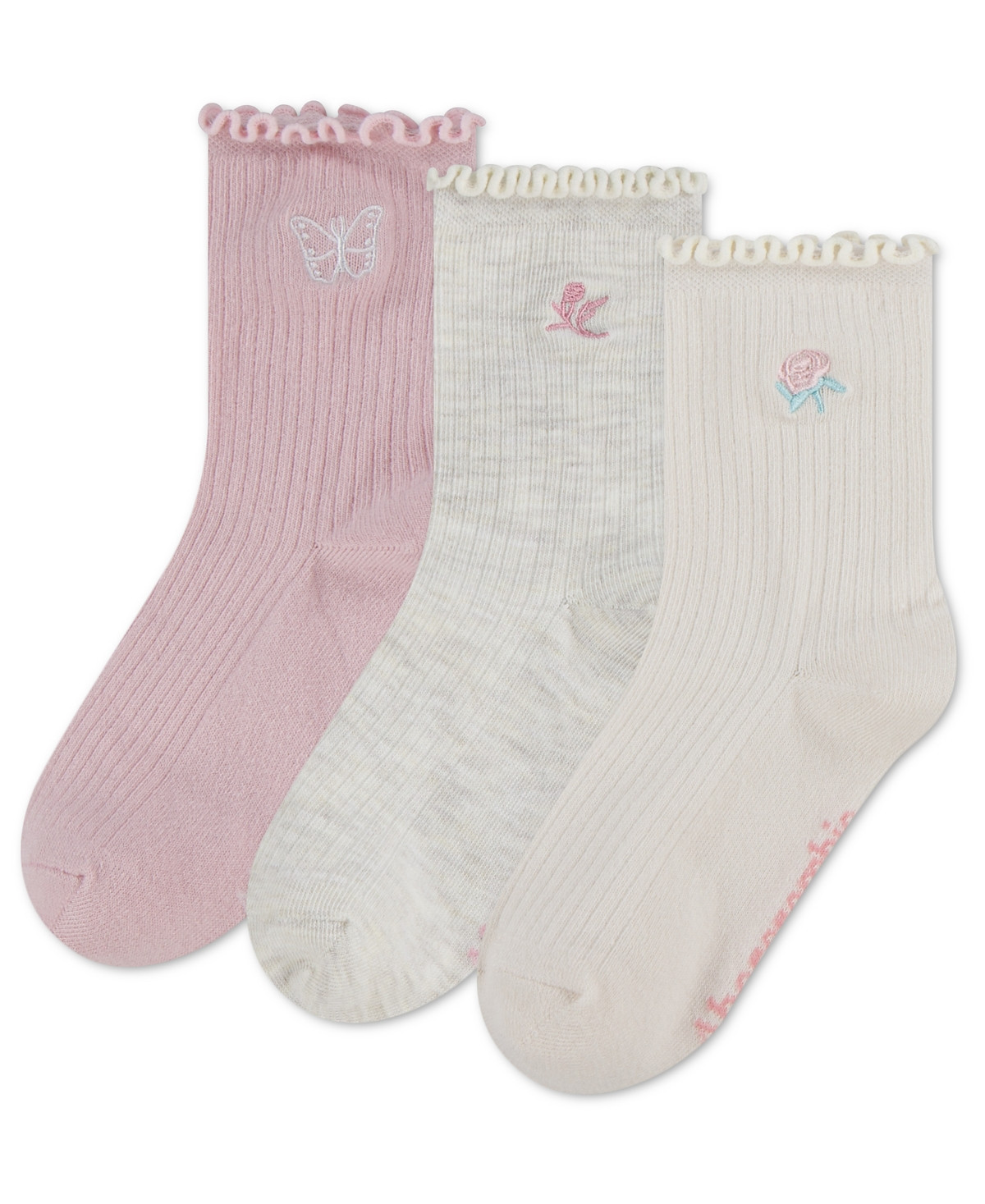 abercrombie kids Girls 3-Pack Half-Crew Lettuce Socks - Chalk Pink | Macy's