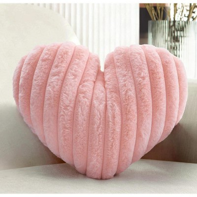 LISM Pink Heart Pillow Cute Decorative Throw Pillows,Heart Shaped Soft Fluffy Faux Fur Pillows Cushions,16"x13" | Target