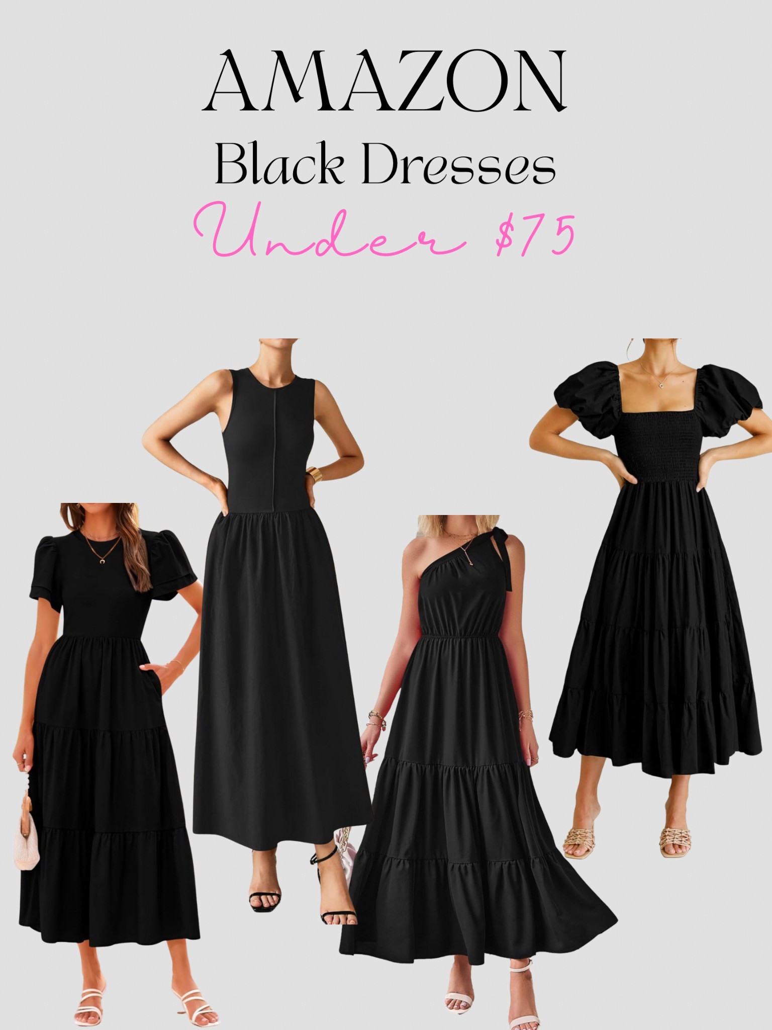 🖤 Amazon Black Dresses You’ll Wear On Repeat — All Under $75
Chic, timeless, and budget-friendly? Say less. These Amazon finds are giving major designer dupe energy without the price tag. Perfect for weddings, date nights, or just being that girl.

✨ Tap to shop now & save your faves!

#LTKunder100 #AmazonStyle #BlackDressEdit #AffordableFashion #LTKsummerstyle #PinterestFinds #ChicOnABudget #AmazonDresses #WeddingGuestLooks #CapsuleWardrobe

#LTKStyleTip #LTKMidsize #LTKFindsUnder100