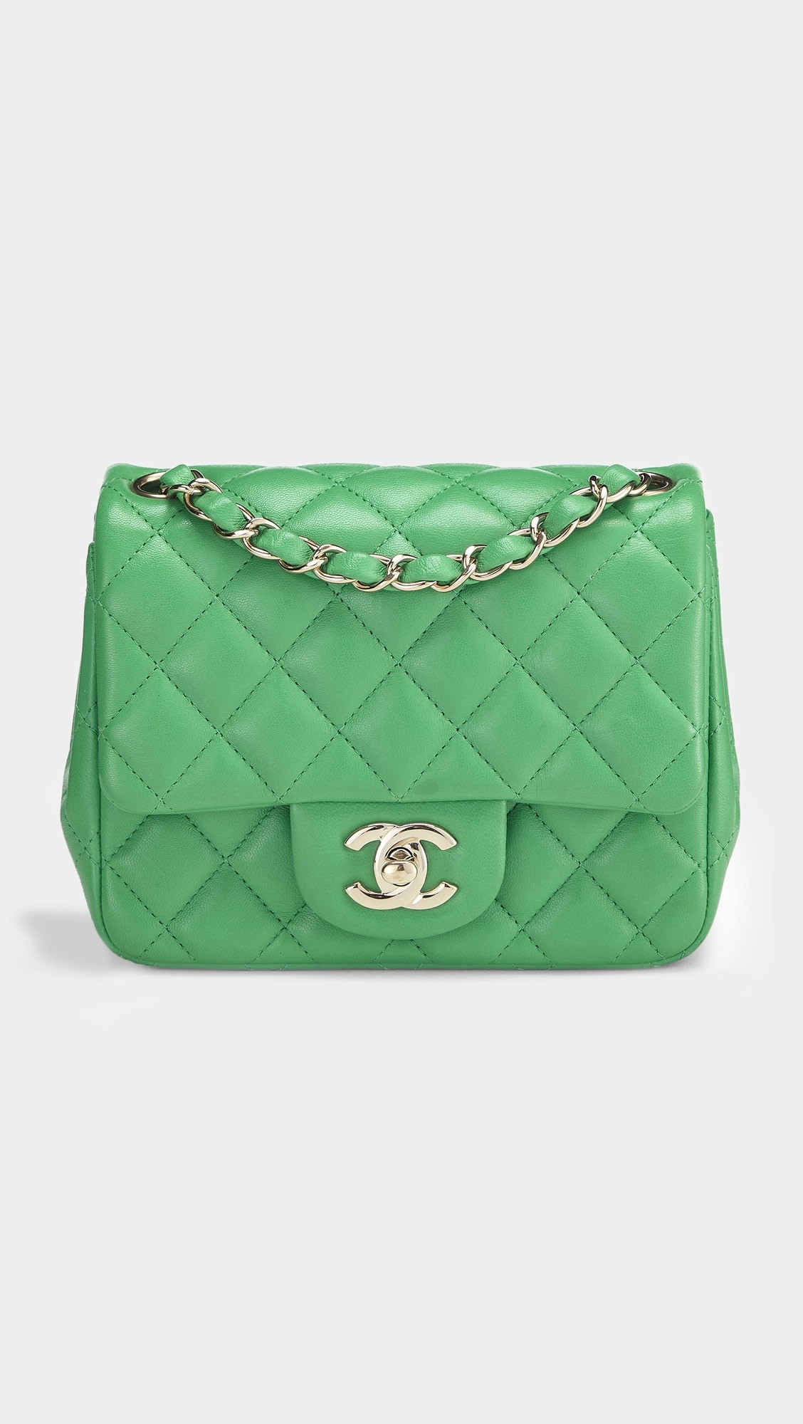 Chanel Green Lambskin Square Flap Mini Bag | Shopbop
