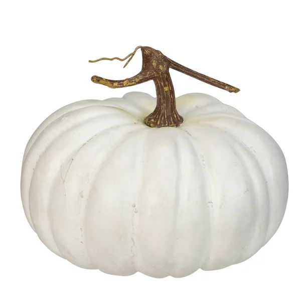 10” White Flat Round Pumpkin Fall Harvest  Table Top Decoration | Walmart (US)
