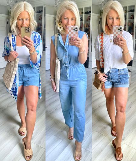 Casual and comfy outfit ideas for summer!!!
Kimono s/m
Jumpsuit small
Tee medium
Drawstring shorts small
Denim shorts size 4

#LTKunder100 #LTKunder50 #LTKstyletip