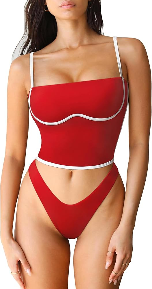 SUUKSESS Women Square Neck Longline Sports Bra Padded Basic Workout Cami Tank Top | Amazon (US)