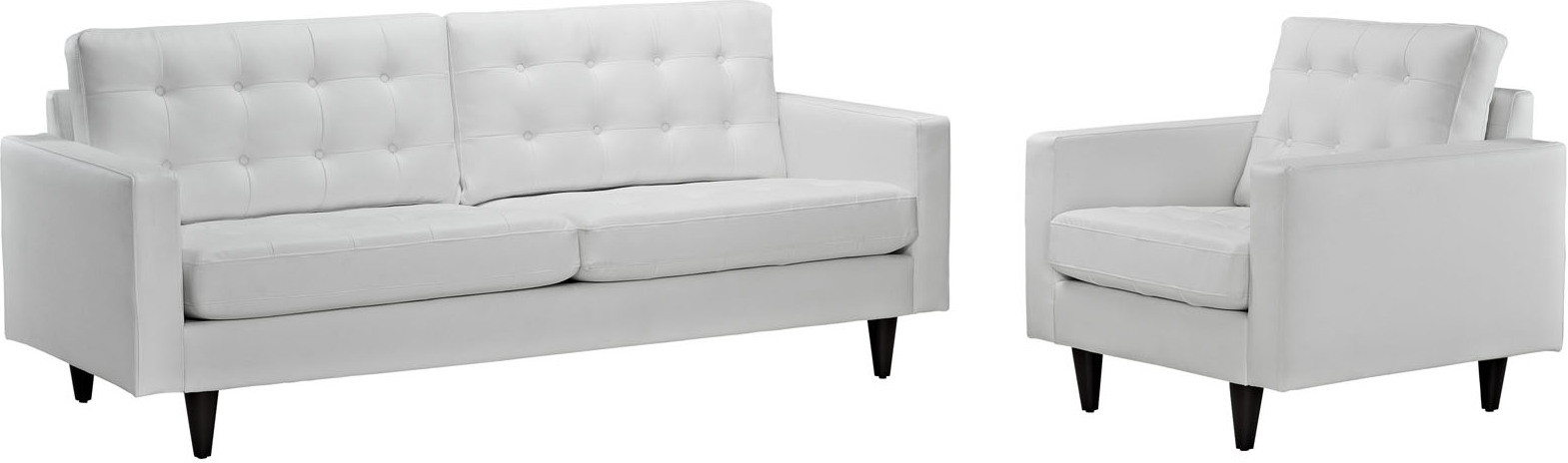 Empress White Sofa and Arm Chair Set of 2 EEI-1311-WHI | 1stopbedrooms