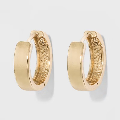 Medium Huggie Hoop Earrings - A New Day™ Gold: Clip-In Clasp, Brass, Nickel-Free, 0.59" Diamete... | Target