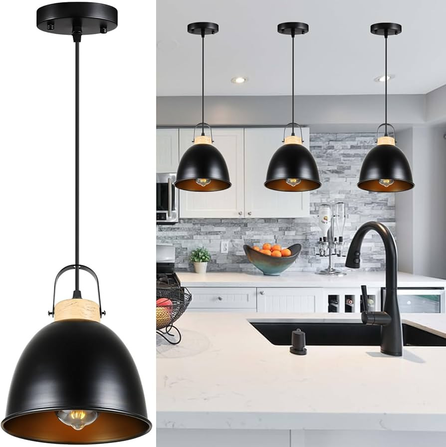 Laihezz 1-Light Pendant Light Fixtures，Modern Metal Industrial Hanging Light Fixture，Farmhous... | Amazon (US)