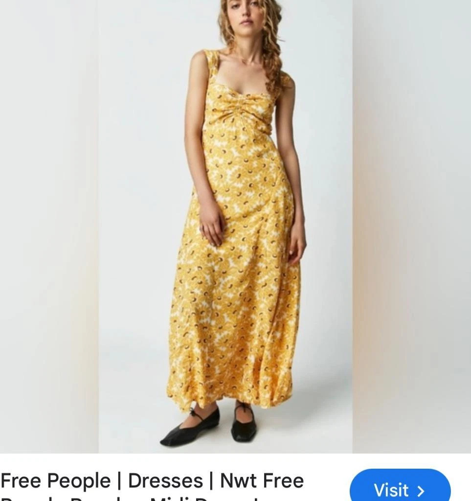 new FREE PEOPLE rosalee sunflower ruffle maxi dress s m | eBay US