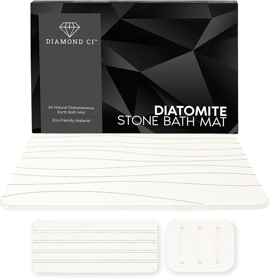 Diatomite Stone Bath Mat, 23.5 x 15 Inches Mat, Set of 3 Drying Stone Bath Mats for Bathroom & Ki... | Amazon (US)