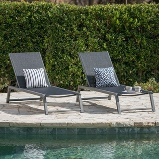 Myers Outdoor Mesh Chaise Lounge (Set of 2) by Christopher Knight Home | Bed Bath & Beyond
