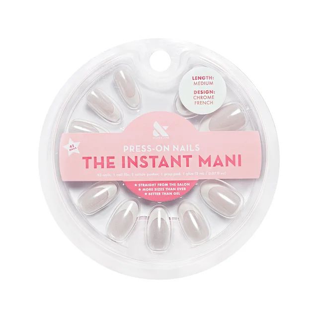 Olive & June Instant Mani Medium Oval Press-On Nails, Chrome French, 42 Pieces - Walmart.com | Walmart (US)