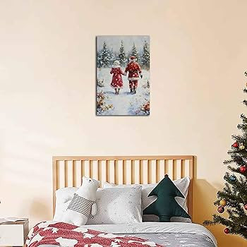 NTEUMM Santa Claus and Mrs Claus Wall Art Painting, Father Christmas Artwork, Santa Claus Art on ... | Amazon (US)