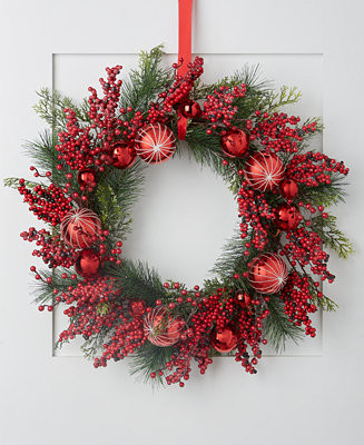 Christmas Cheer Red Berries Wreath, Created for Macy's | Macy's