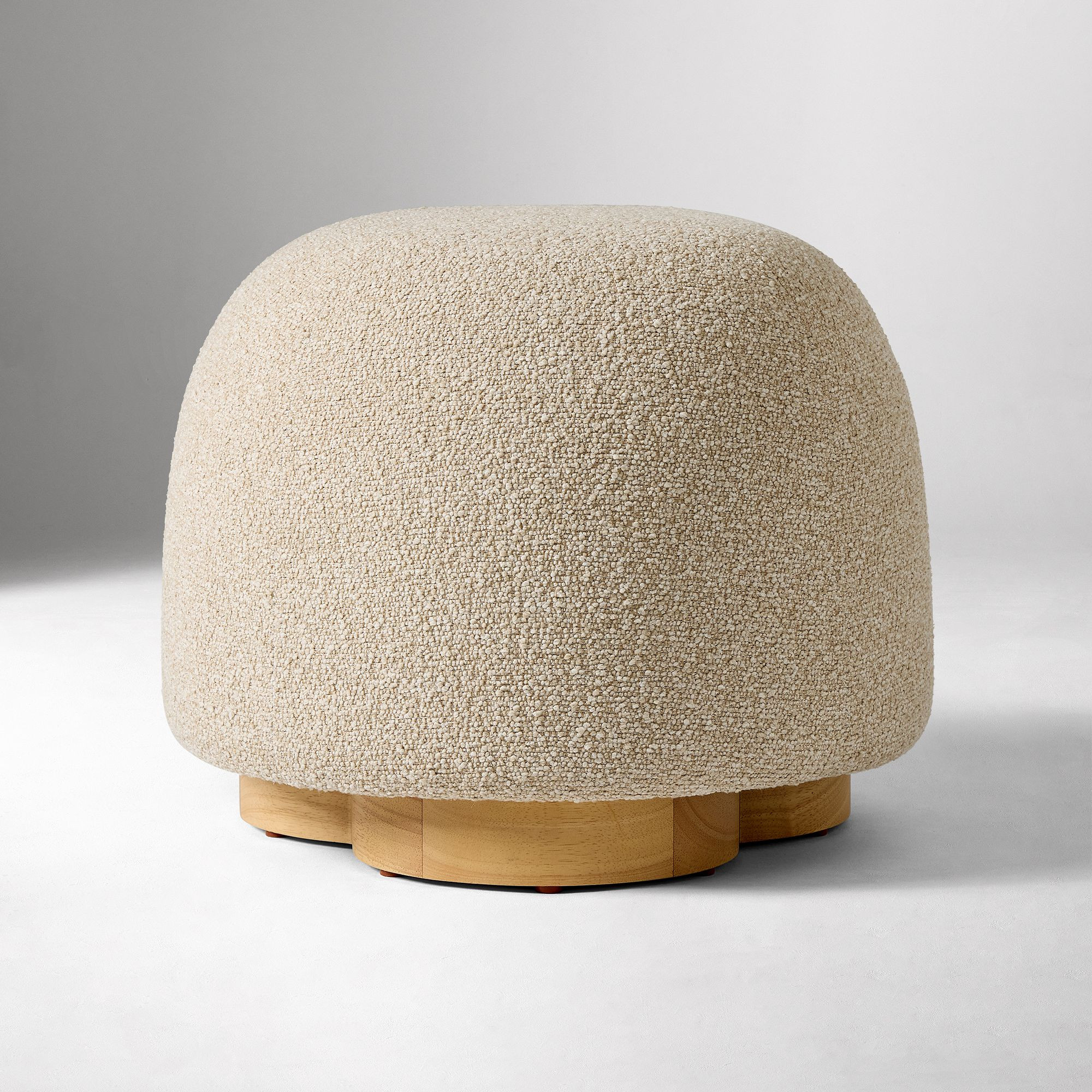 Gumdrop Swivel Ottoman, Performance Cozy Boucle Stone, Blonde | West Elm (US)
