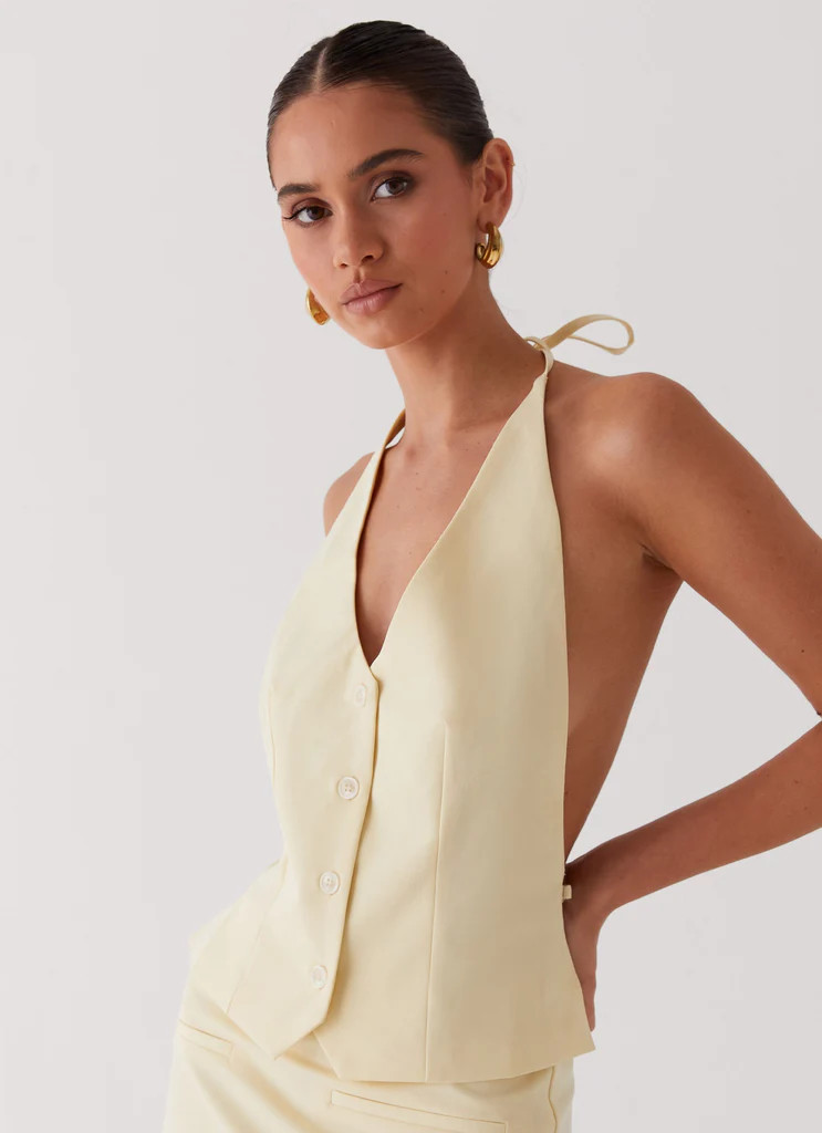 Sarah Halterneck Vest Top - Butter | Peppermayo (Global)