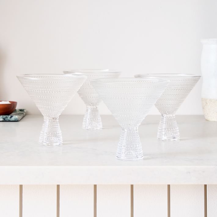 Jupiter Beaded Glass Martini Glasses (Set of 4) | West Elm (US)