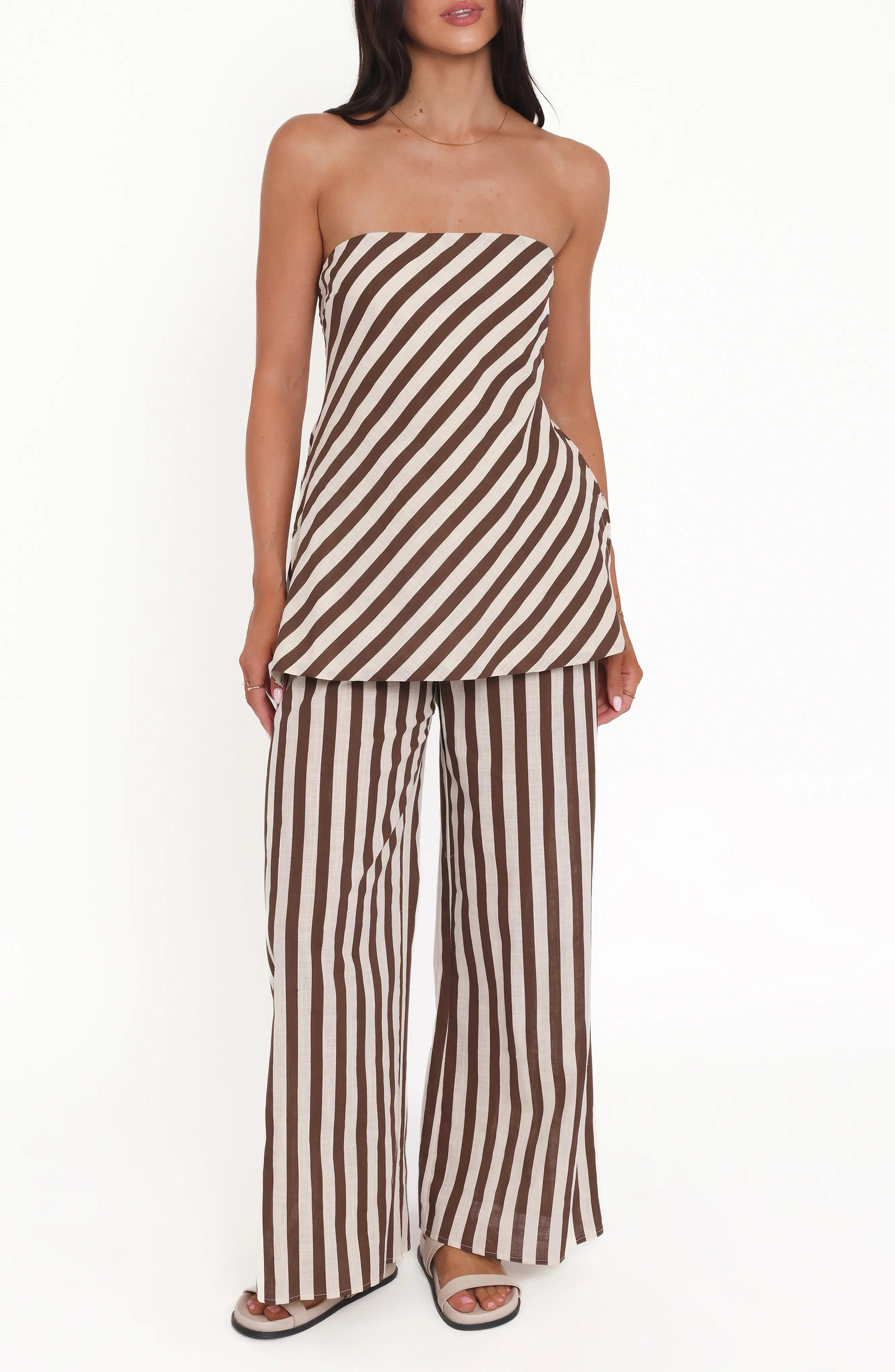 Kim Stripe Cotton Strapless Top & Pants Set (Women) | Nordstrom | Nordstrom