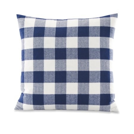 Better Homes & Gardens Feather Filled Buffalo Check Decorative Throw Pillow, 18" x 18", Indigo | Walmart (US)
