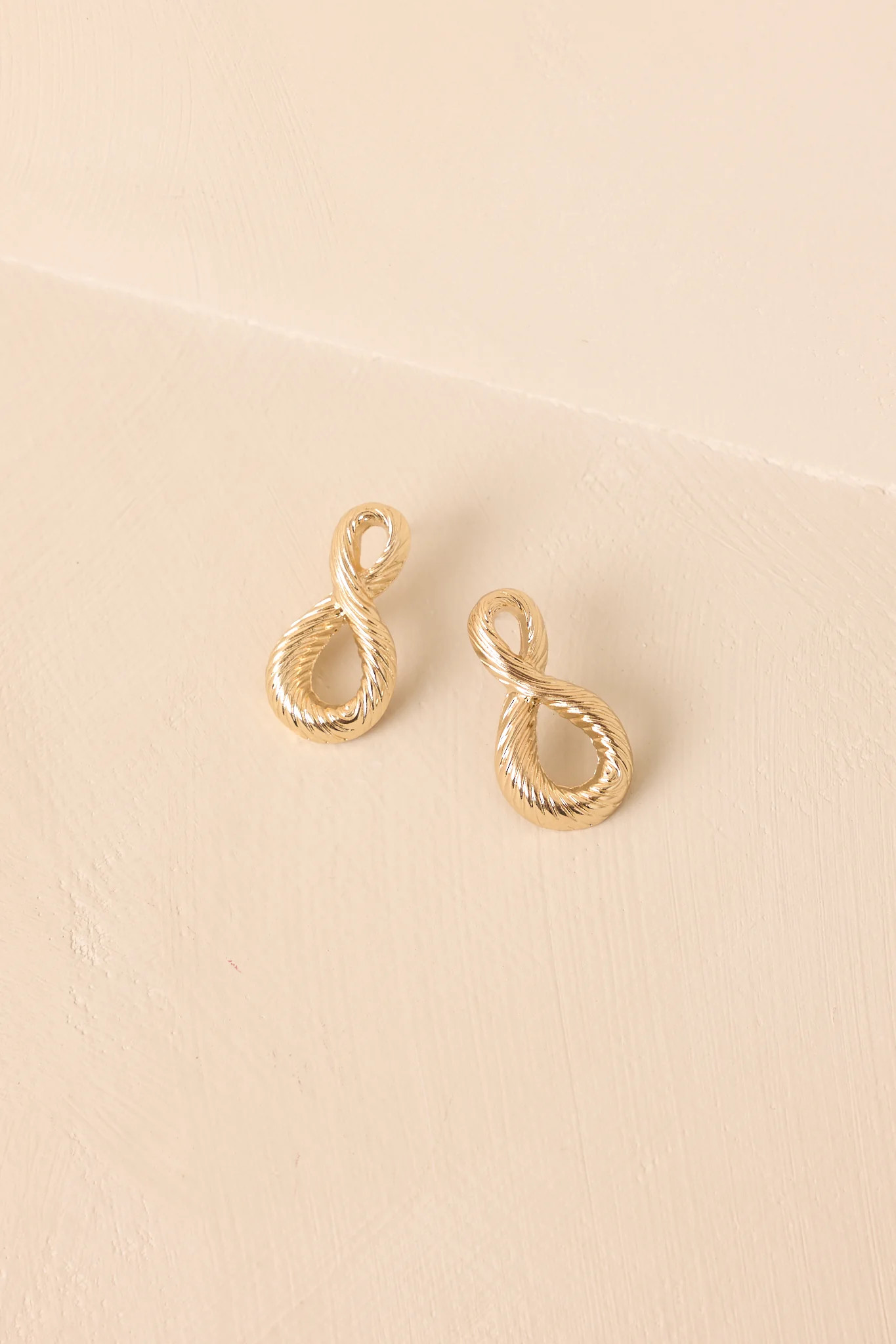 Pretty Comes Easy Gold Twisted Abstract Earrings | Red Dress