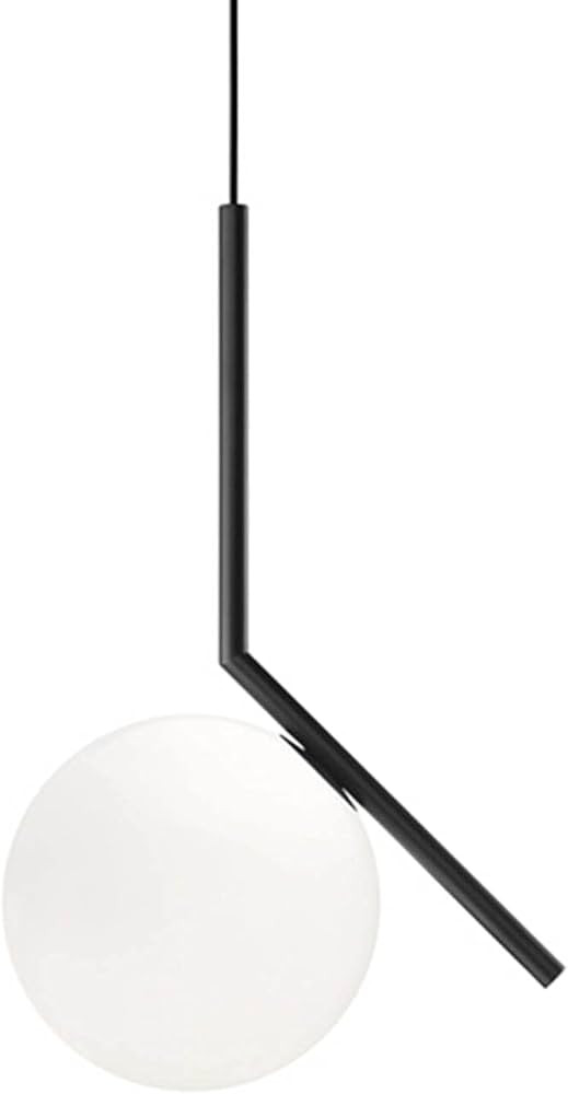 MZSUS Glass Spherical Pendant Light,Black Iron & White Glass Hanging Light Globe Chandelier Hangi... | Amazon (US)
