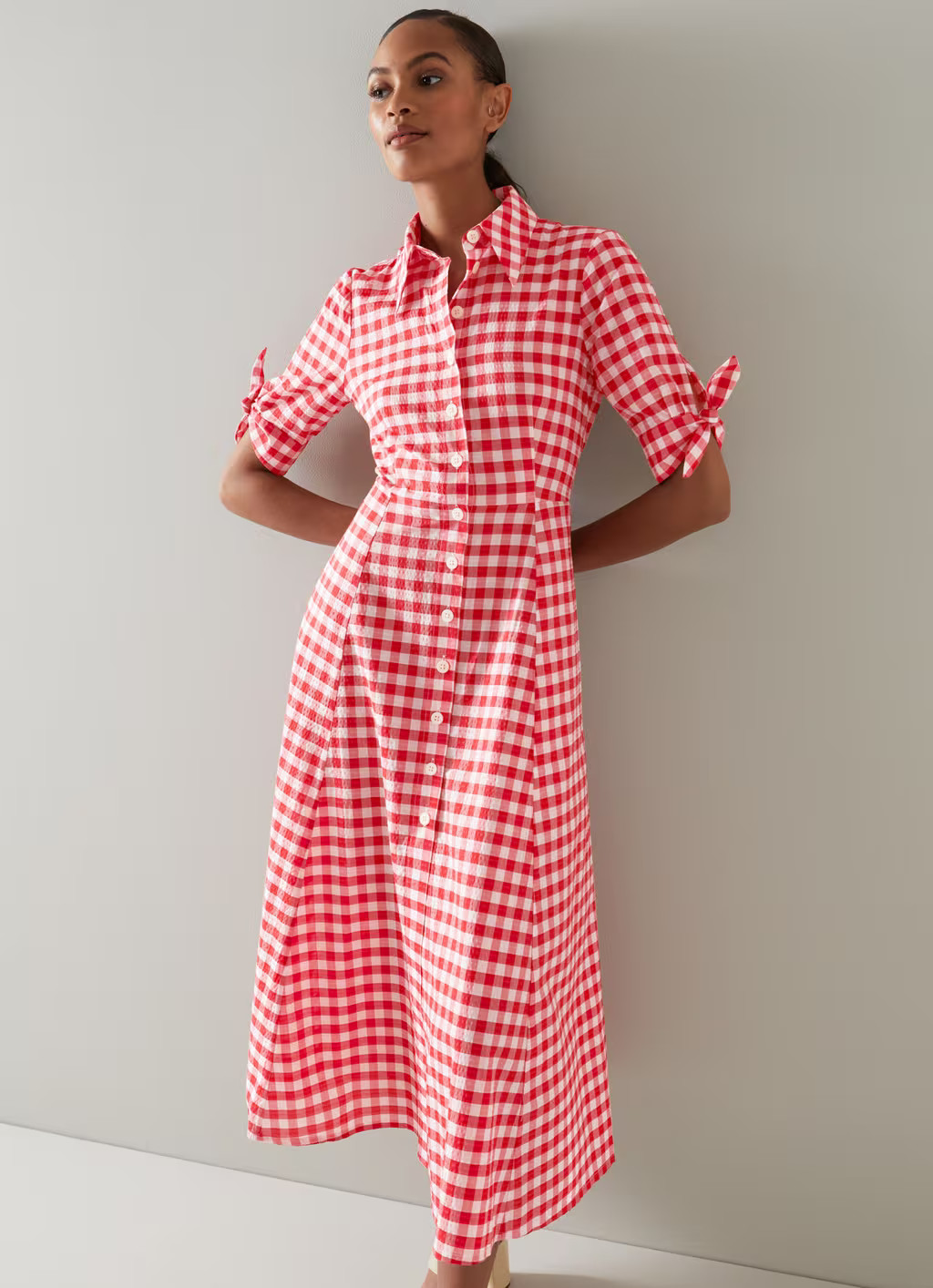 Saffron Red and White Checked Dress | View All | Clothing | Collections | L.K.Bennett, London | L.K. Bennett (UK)