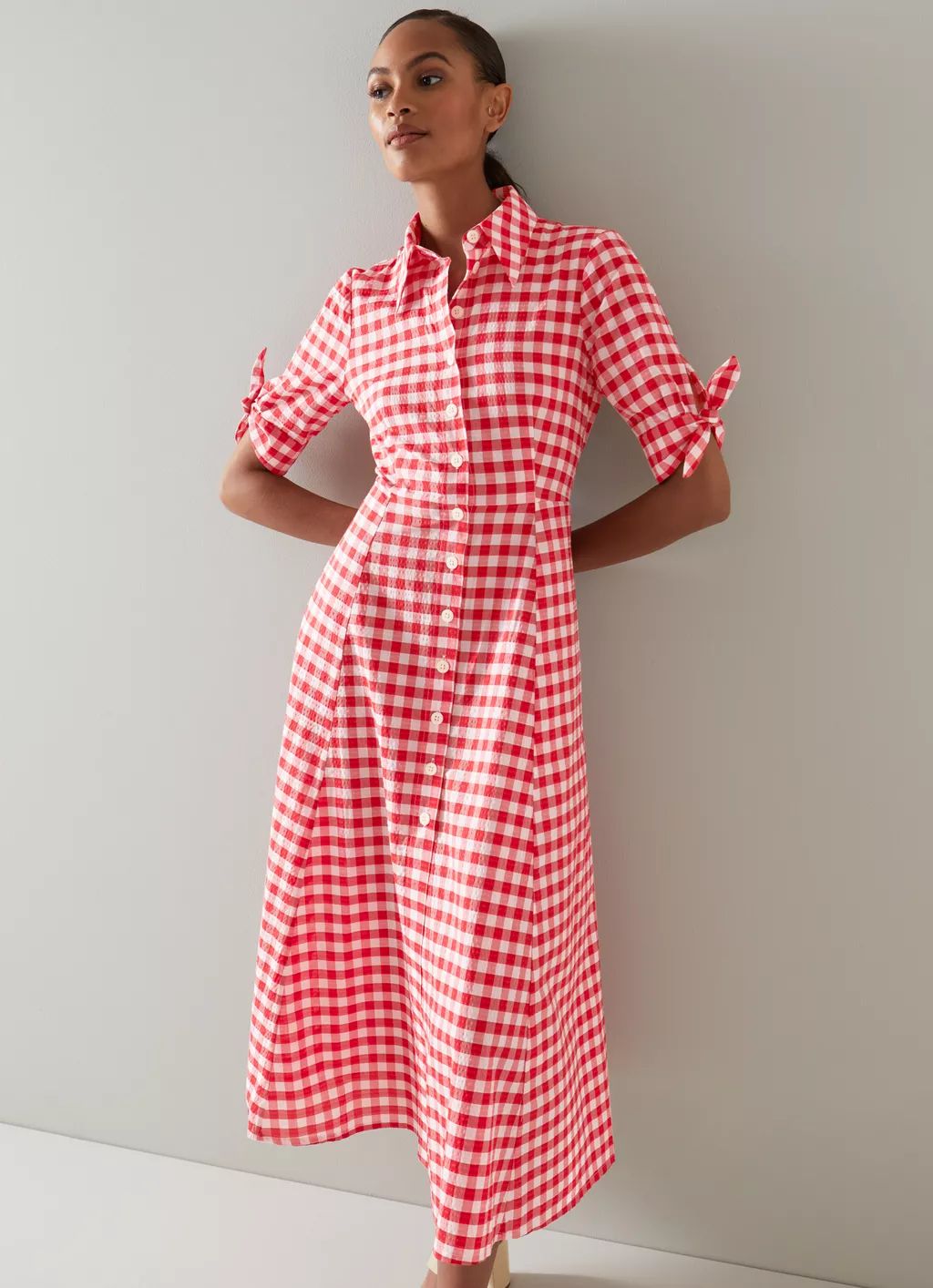 Saffron Red and White Checked Dress | View All | Clothing | Collections | L.K.Bennett, London | L.K. Bennett (UK)