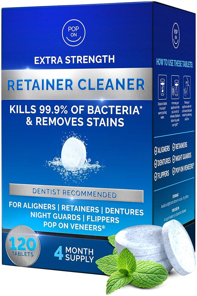 Retainer Cleaner Tablets for Invisalign Approved for Ultrasonic Cleaners -120 Denture Cleaning Ta... | Amazon (US)