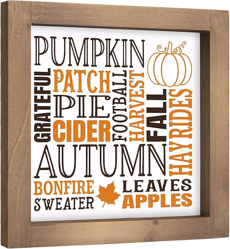Fall Wooden Sign, 6 Inch Autumn Pumpkins Decorative Signage Plaques Decor, Indoor Table Shelf Off... | Amazon (US)