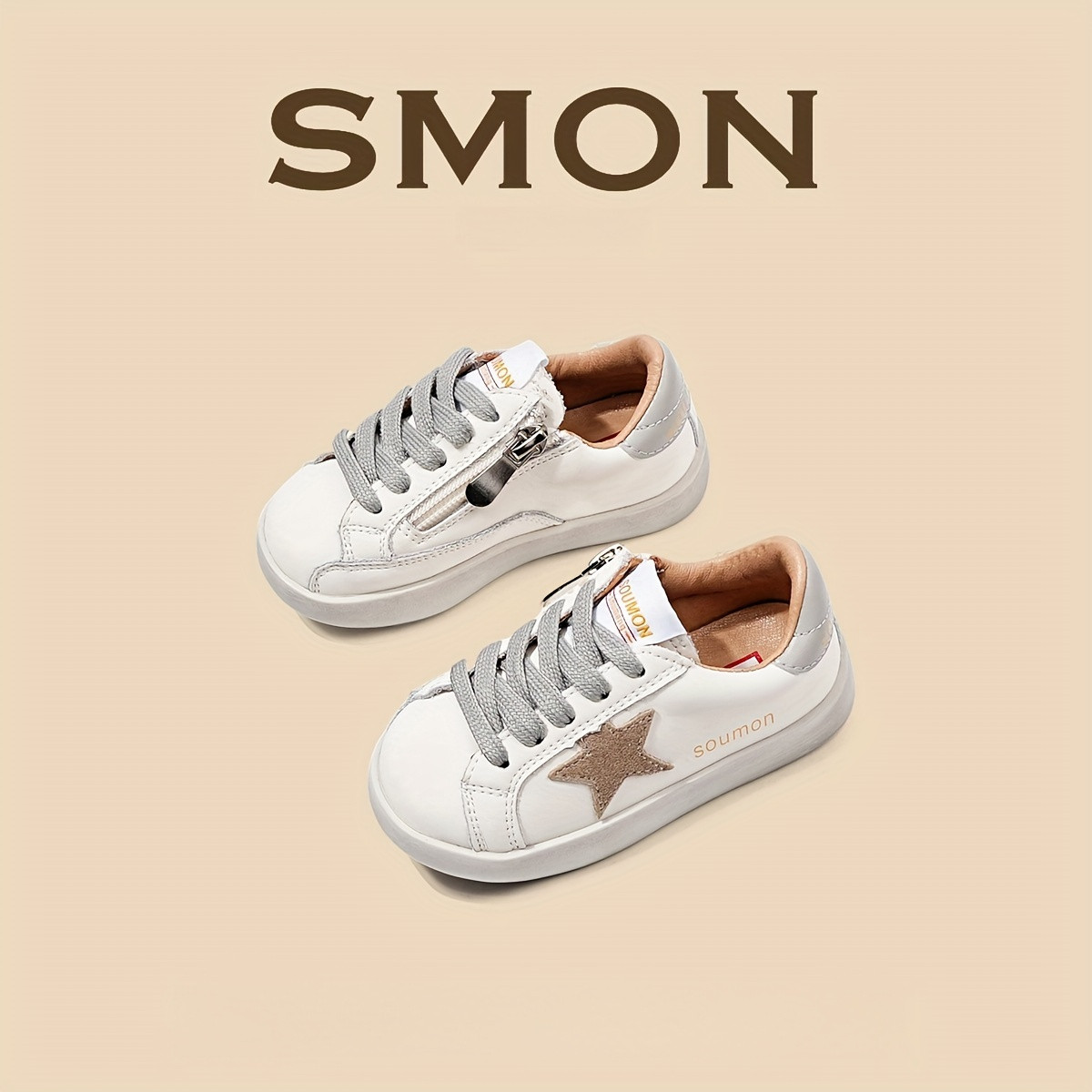 Somon Kids' Sneakers: Zip Closure Low Top Soft Leather - Temu | Temu Affiliate Program