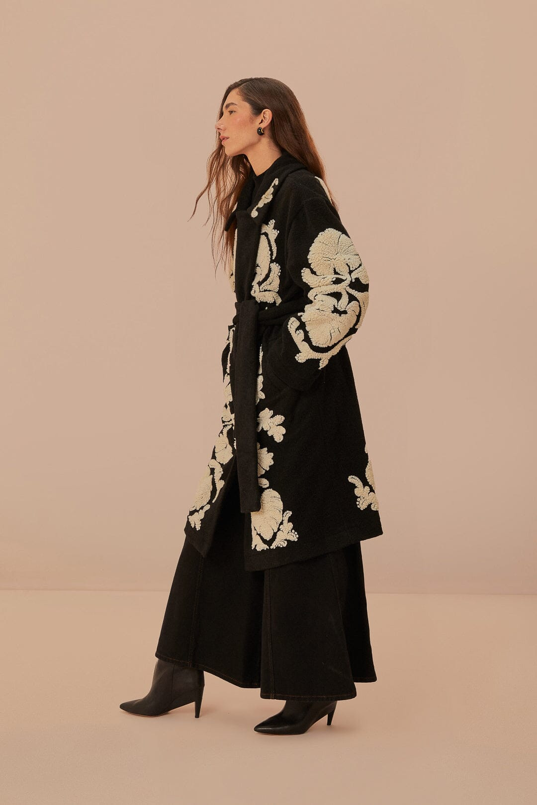 Black And White Helen Fleece Coat | FarmRio (US)