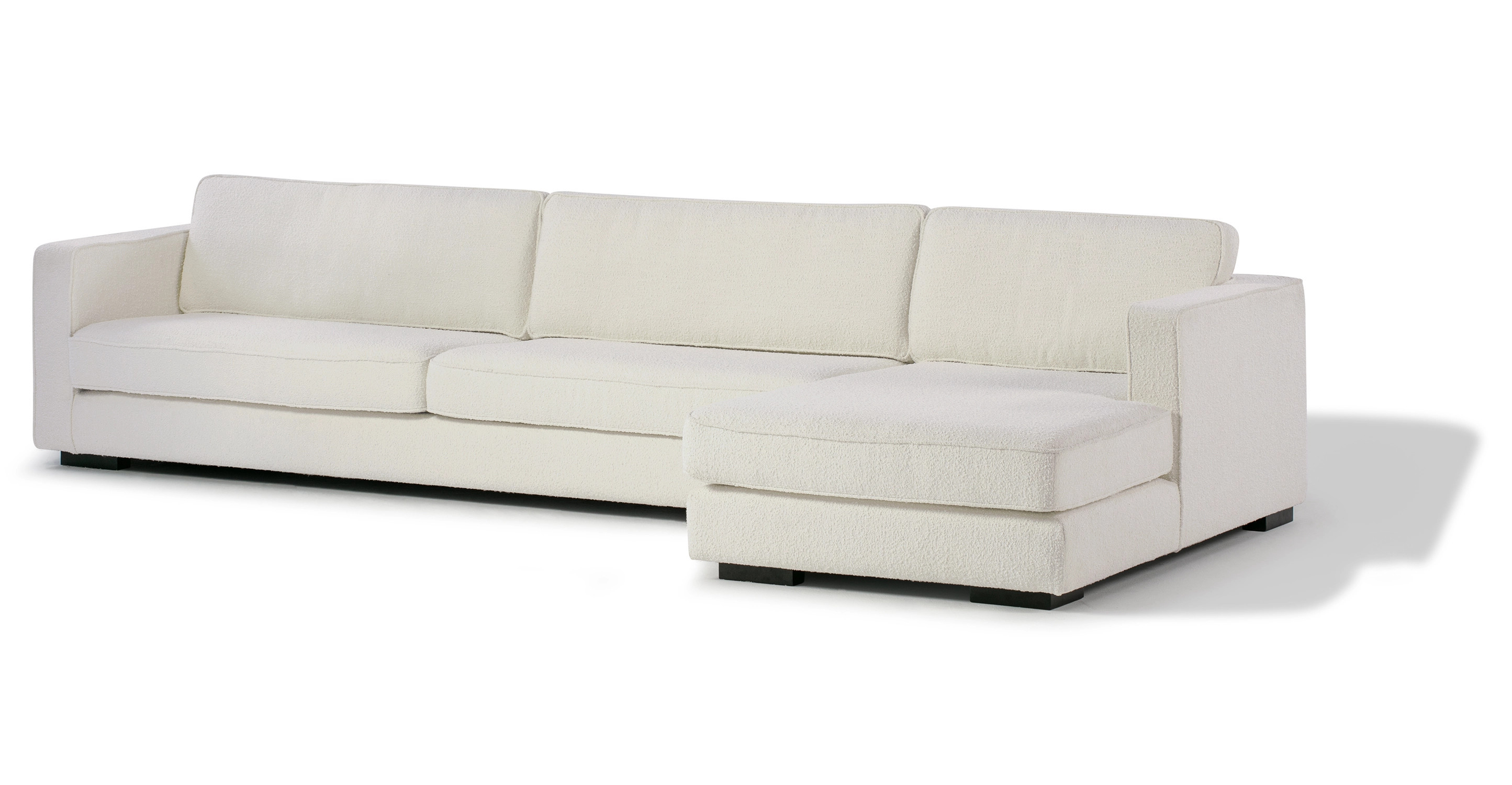 Architect 133" Fabric Sofa Sectional Right, Blanc Boucle | Kardiel