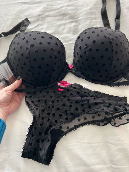 The sweetest valentine bra and panty set perfect for Valentine’s Day. I got the black heart print but also comes in pink. Runs true to size. I’m wearing 36DD and M. 

#LTKfindsunder50 #LTKGiftGuide #LTKmidsize