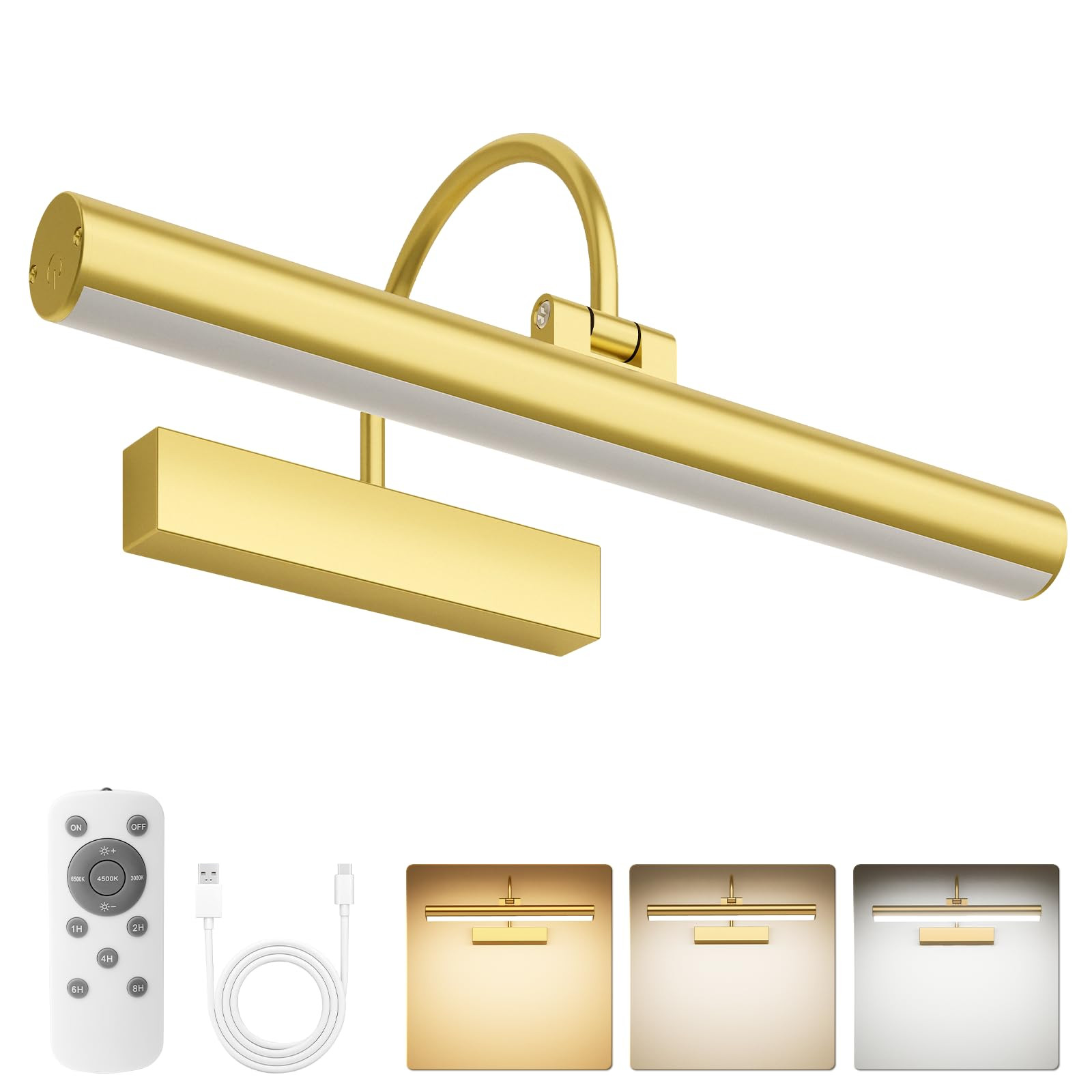 Bridika Picture Light for Wall with Remote, Rechargeable Battery Operated Picture Light, 3 Color ... | Amazon (US)