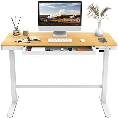 Flexispot Electric Height Adjustable Standing Desk with Drawer 48 x 24 Inches Red Oak Desktop & A... | Amazon (US)