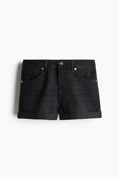 H & M - High-Waist Denim Shorts - Black | H&M (US + CA)