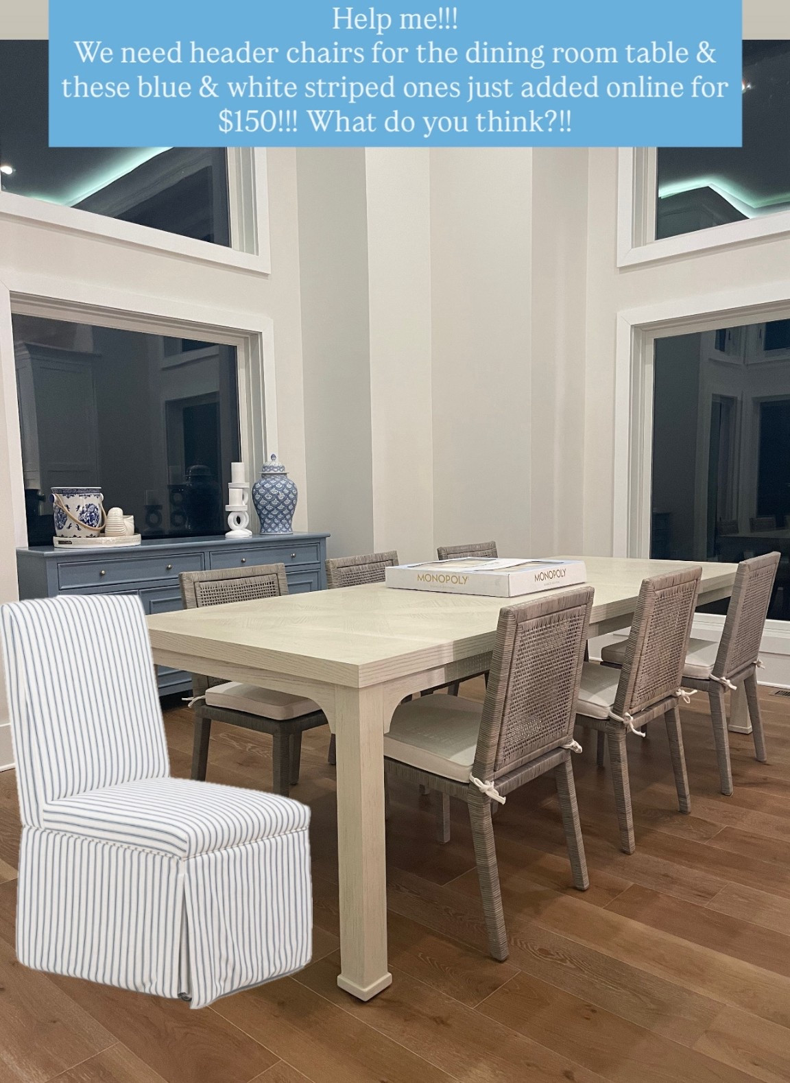 Beach house dining room!! Should I snag these $150 blue & white striped dining chairs?!!

#LTKSaleAlert #LTKHome