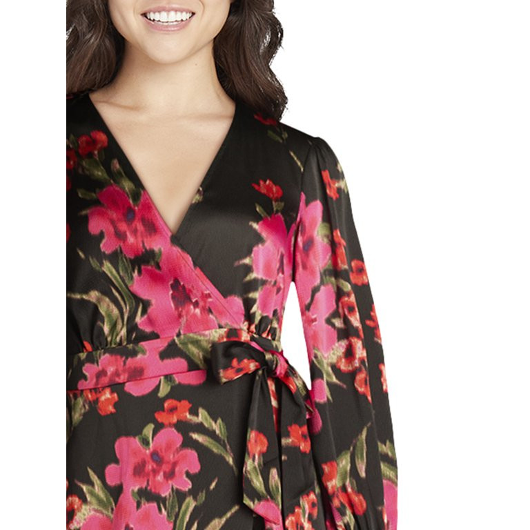 Sofia Jeans Women's and Women's Plus Faux Wrap Ruffle Dress, Mid Calf Length, Sizes XS-5X - Walma... | Walmart (US)