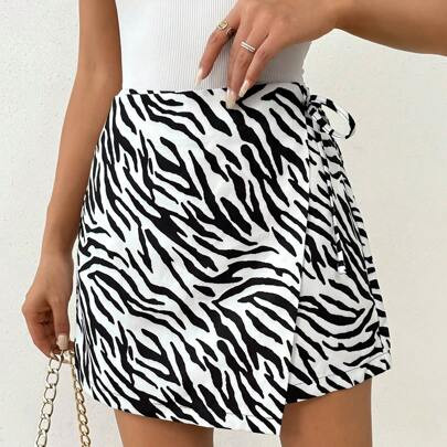 Women's Zebra Pattern Printed Shorts Skirt | SHEIN