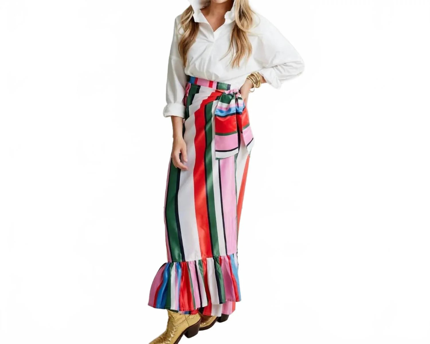 Whitney Wrap Skirt In Multi Stripe | Shop Simon