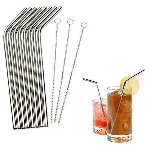 Windfall Reusable Stainless Steel Straws Cleaning Brush Silicone Tips Eco Friendly Extra Long Met... | Walmart (US)