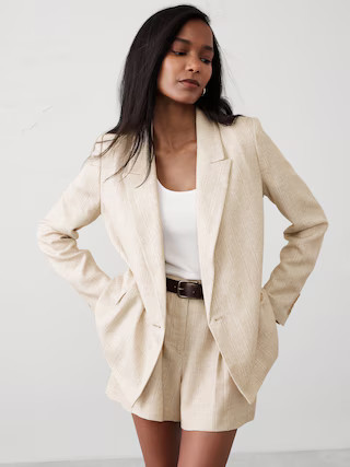 Linen-Blend Boyfriend Blazer | Banana Republic Factory
