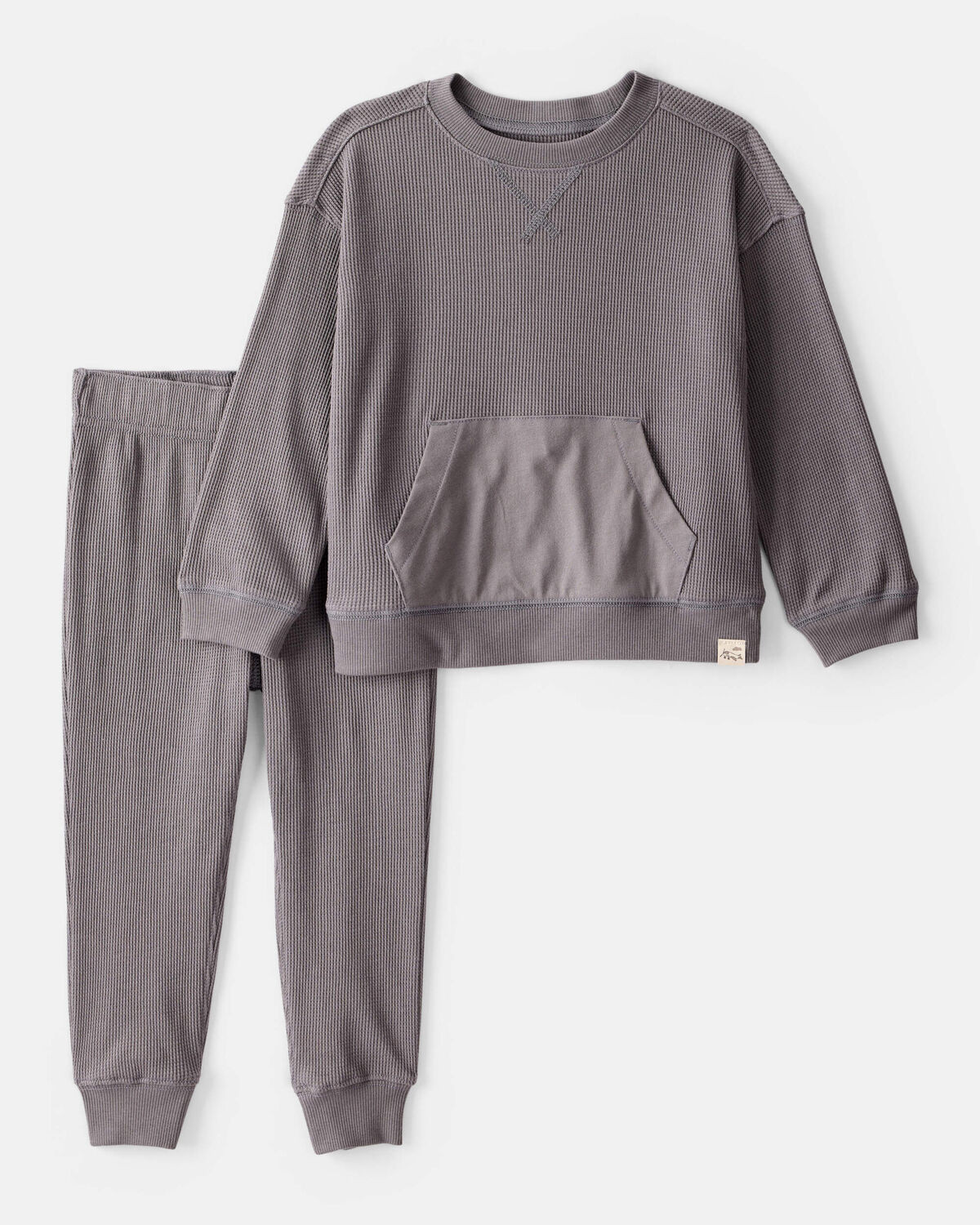 Toddler Boy Waffle Knit Long-Sleeve Tee & Pant Set - Grey | Carter's Inc