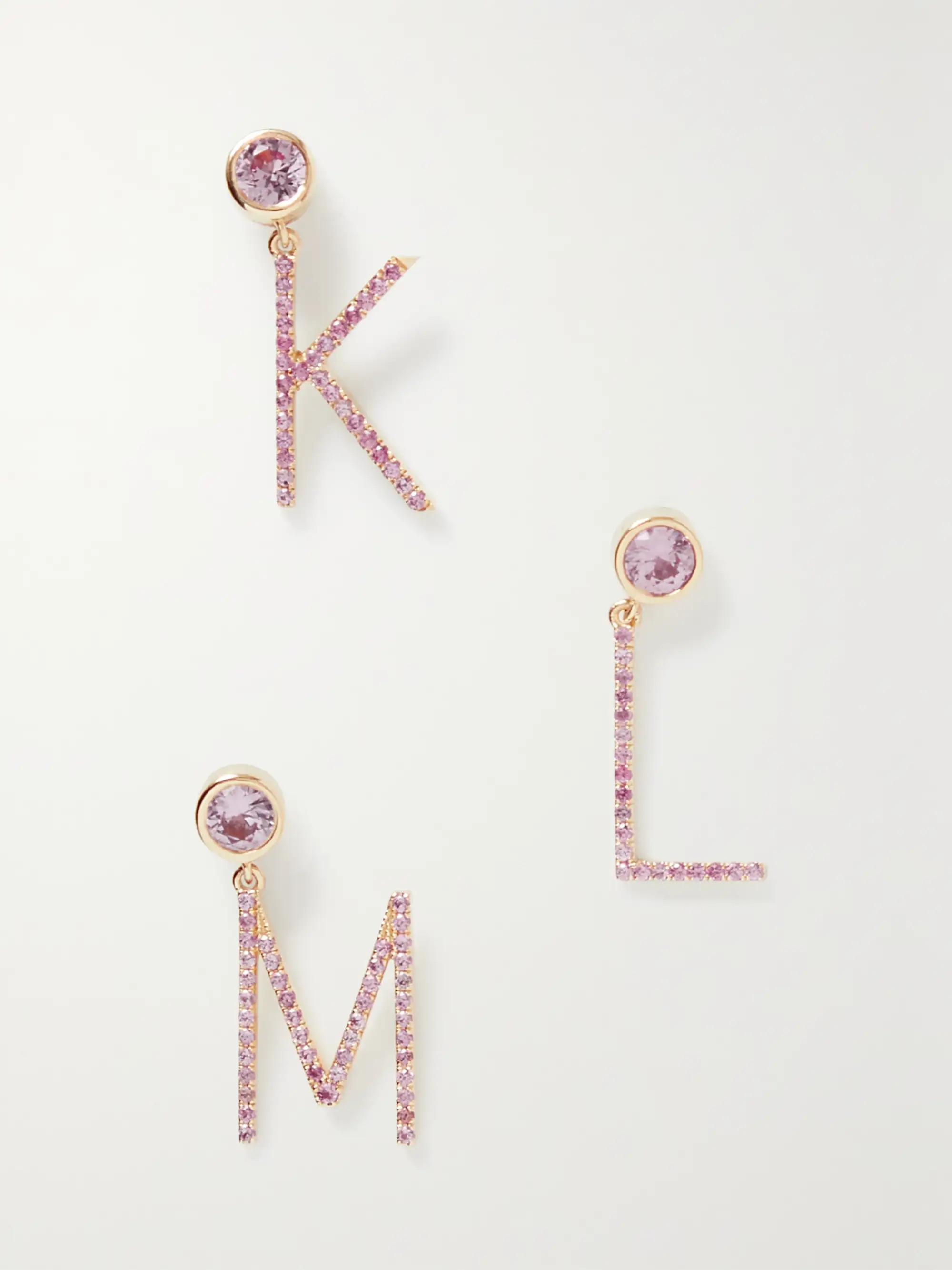 Initial 14-karat gold sapphire single earring | NET-A-PORTER (US)