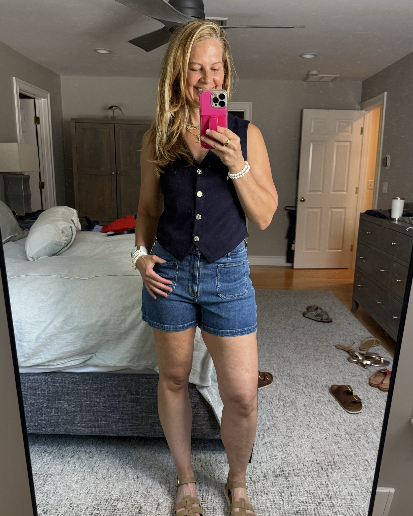 J Crew Denim Shorts I sized down one size in these and love this knit vest from Evereve ❤️

#LTKStyleTip #LTKSeasonal #LTKOver40