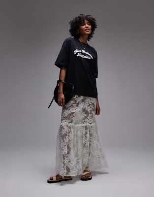 Topshop sheer lace maxi in ivory | ASOS (Global)